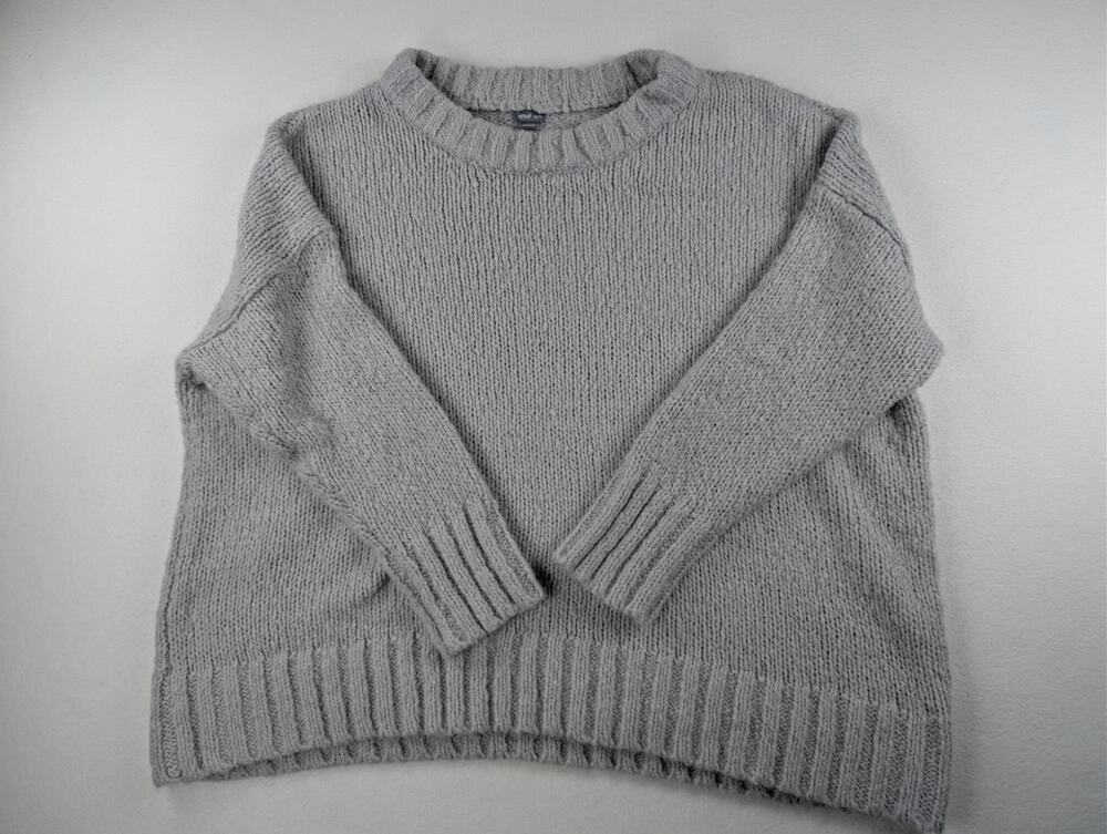 Aerie Gray Wool Alpaca Blend Chunky Knit Crewneck Sweater XS